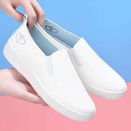 Spring, Autumn and Summer New Style White Shoes, Nurse Shoes, Health Center Comfortable, Breathable, Non-Slip Dance Shoes, Large Size Kindergarten Teacher Women's Leather Shoes