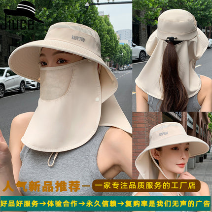 Shawl Hat Factory in stock Summer New Multi-function Face Mask Sunscreen Hat Women's Outdoor Big Rim Sun Hat