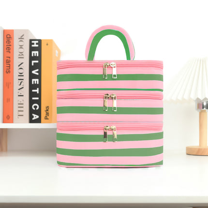 Feihong Cross-Border Three-Layer Cosmetic Bag Large Capacity High-Value Portable Toiletry Bag Portable Travel Makeup Storage Bag