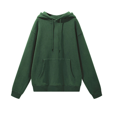 Men's Autumn and Winter 345g Pure Color Hoodie Thickeneded and Velvet Oversize Brushed Men's Hooded Sweatshirt Thickeneded and Warm