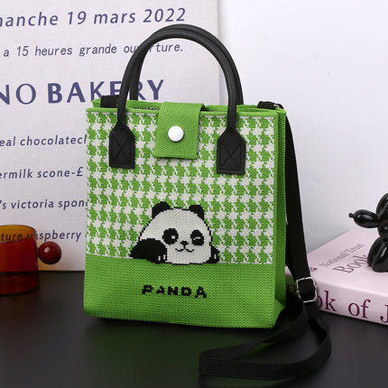 Cute Panda National Style Trendy Tote Bag Crossbody Large Handbag All-match Daily Casual Soft Rubber Handle