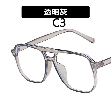 Fashion large frame double beam anti-blue light glasses frame 2024 new plain plain plain mirror women's college retro fashion glasses frame