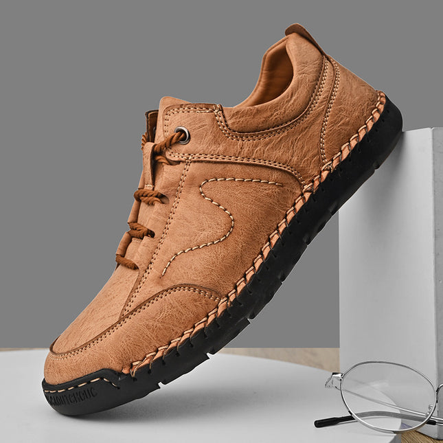Cross-Border Hot-Selling Spring and Summer New Products Hand-Stitched Casual Men's Shoes Fashionable Soft Sole Versatile Breathable Leather Shoes