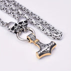 Golden pendant + silver chain / 60cm