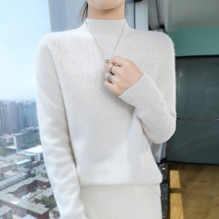 First-Line Garment Western Style Flower Pullover Soft Waxy Sweater Women's Autumn and Winter New Inner Knitted Base Shirt Slimming Age-Reducing