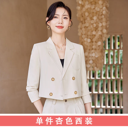 Short Blazer for Petite Women, Stylish Suit Set, 2025 New Spring and Autumn Casual Formal Two-Piece Set