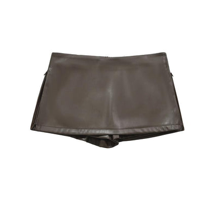 2025 New Cross-Border Dropshipping Black Mini Skirt Elegant Korean Fashion Leather Skirt Cross-Border Dropshipping