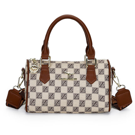 Cross-Border Women's Bag 2025 New Retro Printed Boston Handbag Trendyy Bag Versatile Shoulder Pillow Bag