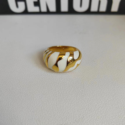 Pattern Contrasting Enamel Bracelet Niche Splicing Wide Version Asymmetrical Ring Retro European and American Fashion High-End Hand Jewelry