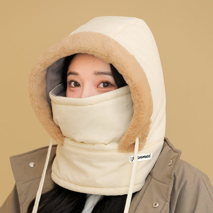 Winter Hat Warm Lei Feng Hat for Men and Women with Ear Protection, Fleece-Lined, Thickened, Cold-Proof Mask, Neck Gaiter Integrated Hat, Cycling Hat