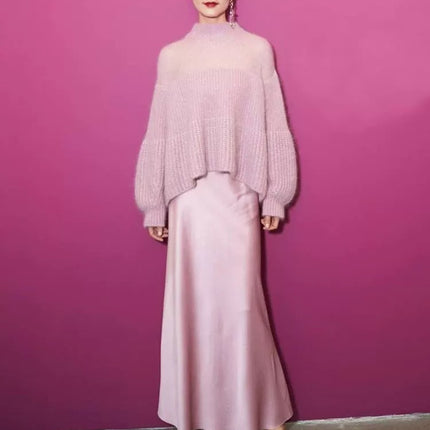 Floor-Length Extended Version for Tall Individuals, 2025 Spring Imported Japanese Triacetate Ankle-Length A-Line Fishtail Skirt