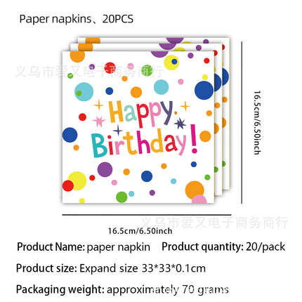 New Simple Rainbow Dot Birthday Theme Party Disposable Decorative Tableware Paper Plate Tablecloth Decorative suit Products