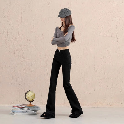 Vintage Hot Girl Classic Stretch Flared Pants New Autumn Versatile Slim Fit Height-Enhancing Boutique Denim Women