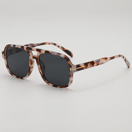 2025 retro double beam large frame small UV-proof sunglasses Korean style outdoor travel decorative flat glasses