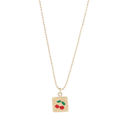 Minimalist fashion square brand cherry necklace niche design exquisite clavicle chain women's jewelry titanium steel cross-border wholesale