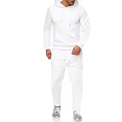 Men's Suit Foreign Trade Cross-Border Sports Sweatshirt Pullover Sweatpants Fleece Fashion Solid Color Men's Hoodie Two-Piece Set