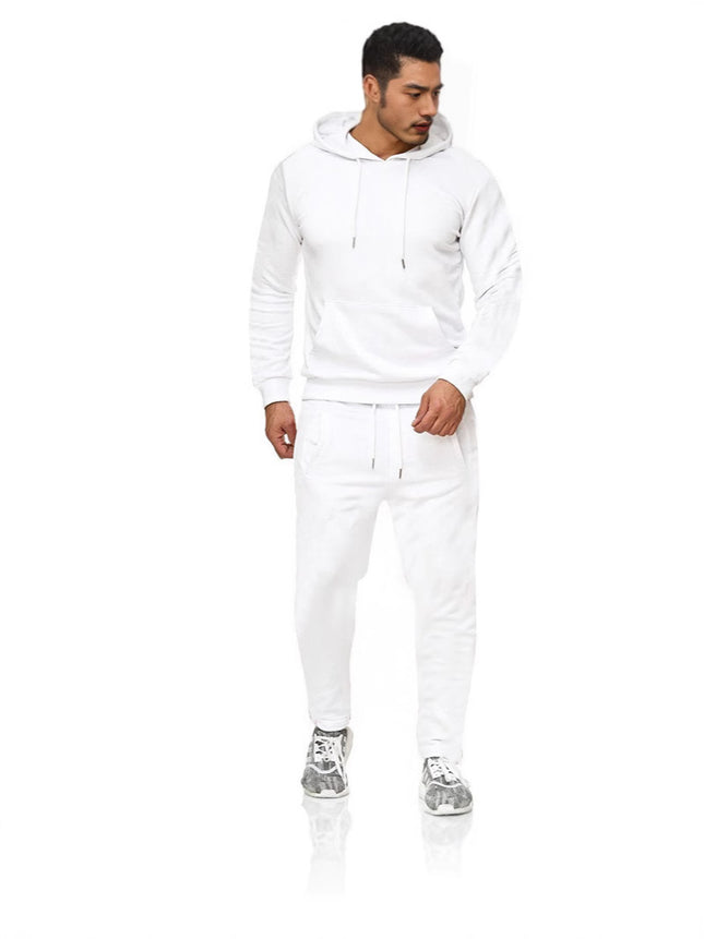 Men's Suit Foreign Trade Cross-Border Sports Sweatshirt Pullover Sweatpants Fleece Fashion Solid Color Men's Hoodie Two-Piece Set