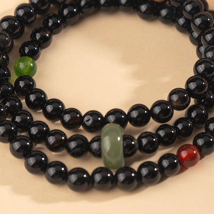 Live-Stream Popular Crystal Bracelets, Natural Black Agate Beaded Bracelets, Hetian Jade Running Ring Design Bracelets Wholesale