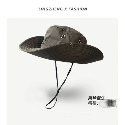 All-Match Western Denim Hat Men's and Women's Outdoor Mountaineering Summer Sun Hat Fishing Sunscreen Fisherman Hat Camping Breathable