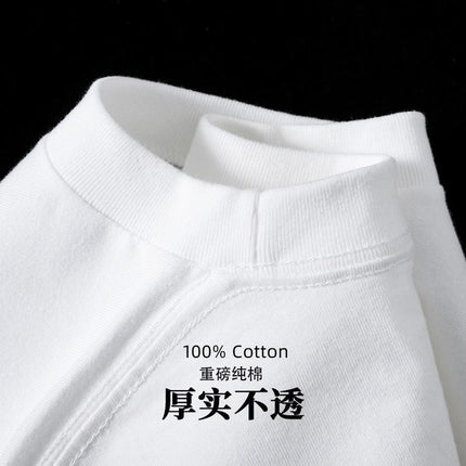 Pure white 250g pure cotton heavy thick opaque short sleeve men's light gray loose casual bottoming shirt top T-shirt
