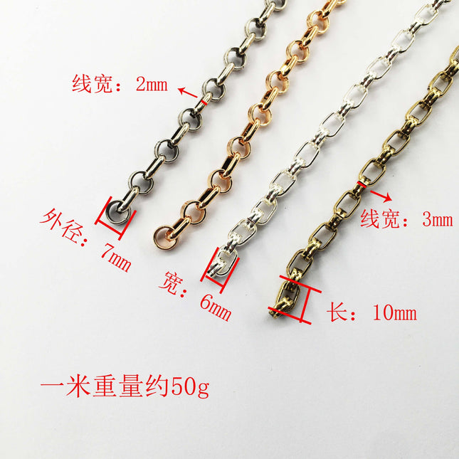 Metal handmade chain O-chain long square buckle bracelet DIY bracelet bag chain necklace semi-finished chain wholesale