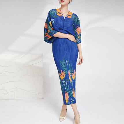 Cross-border Foreign Trade Dress dress Autumn Women's High-end Sense Women's Loose plus size Slim Pleated Dress Dress