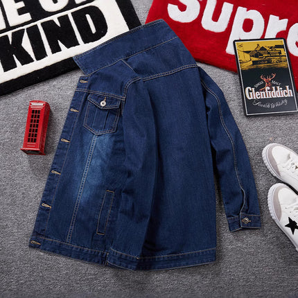 plus size Men's Denim Top Denim Jacket Fashionable Fatty Work Clothes Large Denim Shirt Plus Size Denim Jacket
