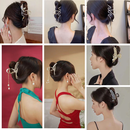 Wheat Spike Hair Clip, Chinese Style, Han Element, Tassel Updo Hair Clip, Large Size Shark Clip for Thick Hair, Snake-Shaped Hair Clip for Stray Hair