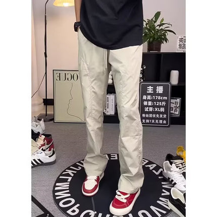 American-style Machete Cutting Crock Pants Boys Autumn Fashion Brand Loose creamy-white Pants High-grade Casual Straight Pants