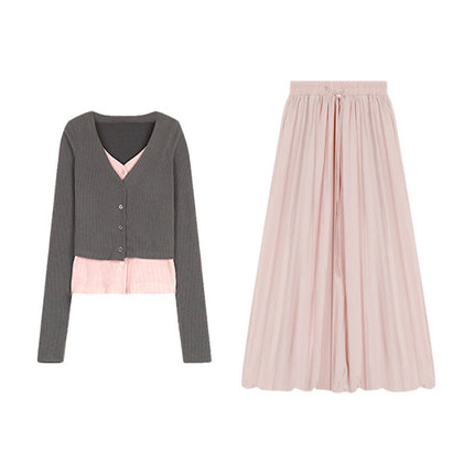 Tall Bud Skirt, Two-Piece Women's Slimming Long Skirt, Early Autumn Wear, a Complete Set of Extended Skirts