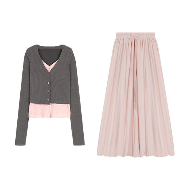 Tall Bud Skirt, Two-Piece Women's Slimming Long Skirt, Early Autumn Wear, a Complete Set of Extended Skirts
