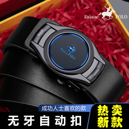 Paul Men's Belt Genuine Leather Trendy Simple Young People Automatic Buckle All-match Belt Business Casual Pure Cowhide Belt
