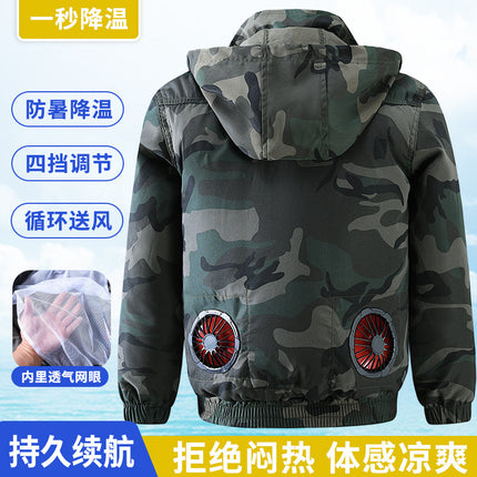 Summer Cooling Air-Conditioned Clothing with Hood for Men, Refrigeration Clothing with Fan, Welding Site Heatstroke Prevention Labor Protection Work Clothes