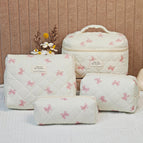 White background pink butterfly (beige) / Small size-pencil bag (25*7*1)