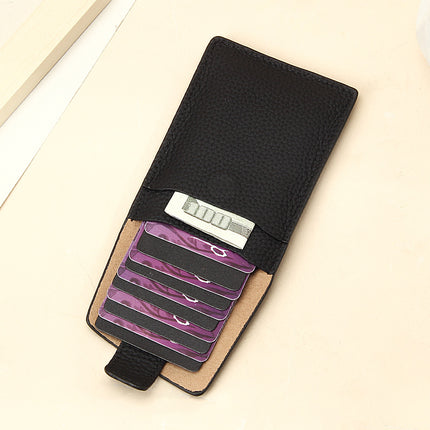 New ultra-thin lightweight leather card case multi-card pull-out ID set simple solid color ID card set Wholesale