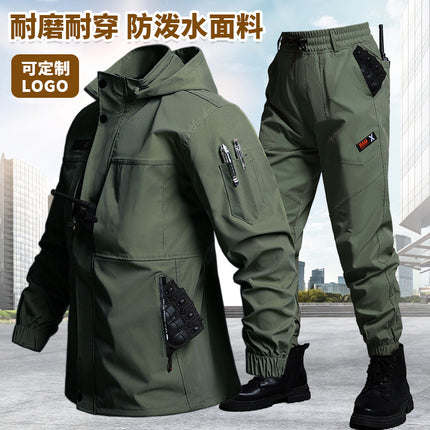 Autumn and Winter fleece-lined Waterproof Charge Clothes suit Soft Shell Mountaineering Warm Mountaineering Clothes Outdoor Labor Protection Dirty Resistant Work Clothes