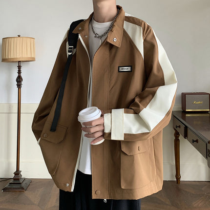 WASSUP NETS Lapel Tooling Coat Boys Spring and Autumn Jacket Top Teenager Outdoor Jacket