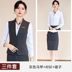 Gray vest + 7703 gray skirt + 6706 white shirt / S