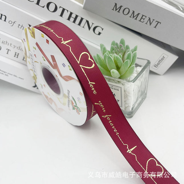 2.5cm Gold-Stamped Popular Style Direct from Manufacturer, Flower Packaging Handmade DIY Ribbon, Baking Packaging Ribbon Wholesale