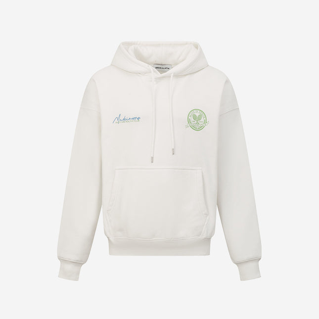 Unf 2024 Autumn and Winter New American Heavyweight 440g Loose Tennis Theme Printed Velvet Hooded Sweatshirt for Men and Women