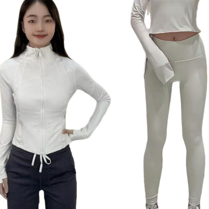 New Gold Label Stand-Up Collar Short Jacket Suit Sports Yoga Wear Slimming Sports Jacket Women's Lulu Swai