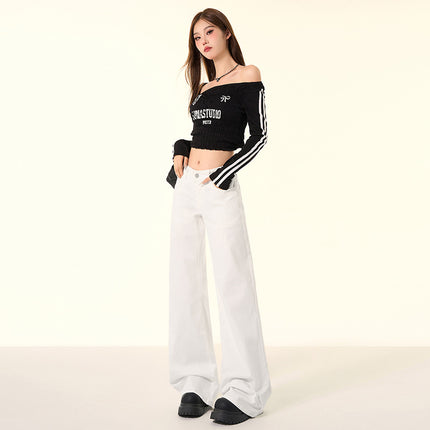 raccoon dog house# retro design feeling 2024 autumn and winter new micro la jeans women show American hot girl low waist horseshoe pants