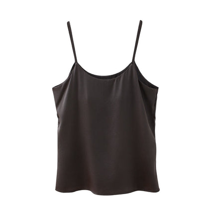 Tangge Summer High Luxury Heavy 19 Mm Silk Glosse Stretch Ribbon Latex Chest Pad Mulberry Silk Camisole