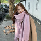 Solid color large scarf thickened lavender