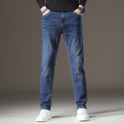 Xintang Jeans Men's Autumn and Winter Velvet Warm Slim Straight Men's Thickeneded Cold-Resistant Men's Casual Long Pants