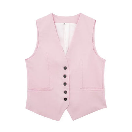European and American 2023 New Fashion Women's Blended Vest Vest 7747356 High Waist Casual Shorts 7748356 Trendy