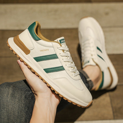 Men's Shoes 2026 Spring New Men's Sports Trendy Shoes Soft Sole College Style Leather Surface White Shoes Ins Fashion Casual