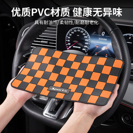 Car dashboard car mobile phone anti-slip mat new PVC cross-border hot-selling storage mat plaid anti-slip mat