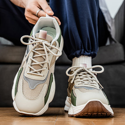 Summer Men's Shoes New Breathable Mesh Men's Sports Shoes Men's Trendy Versatile Thick-Soled Casual Dad Shoes