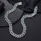 silver blue white strip Cuban chain / 18inch（45cm）